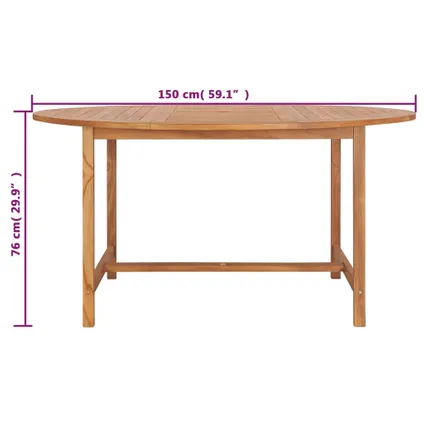 vidaXL Table de jardin 150x76 cm Bois de teck solide 7