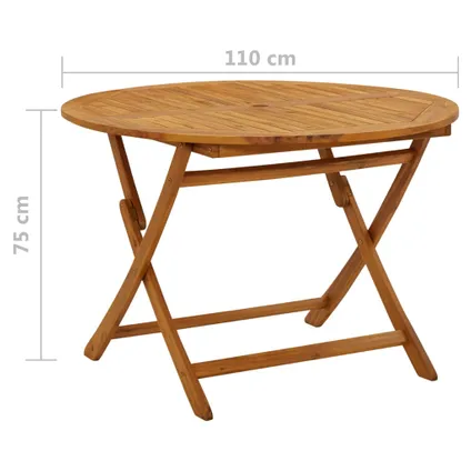 vidaXL Table pliable de jardin 110 cm Bois d'acacia massif 8