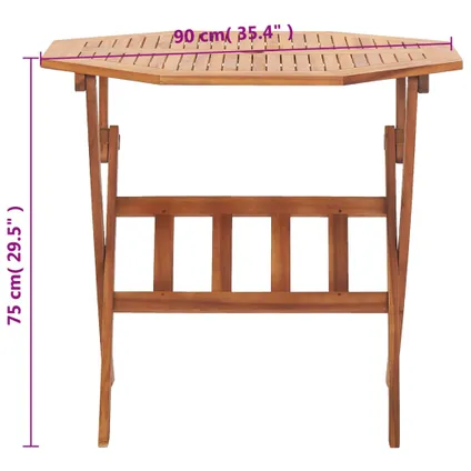 vidaXL Table pliable de jardin 90x75 cm Bois d'acacia massif 8