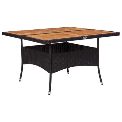 vidaXL Table d'extérieur Noir Résine tressée et bois d'acacia