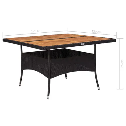 vidaXL Table d'extérieur Noir Résine tressée et bois d'acacia 5