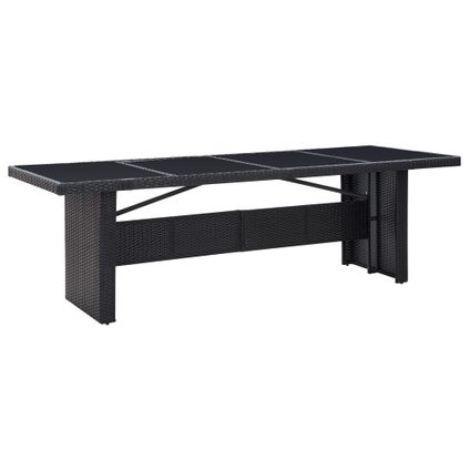 vidaXL Table de jardin Noir 240x90x74 cm Résine tressée et verre