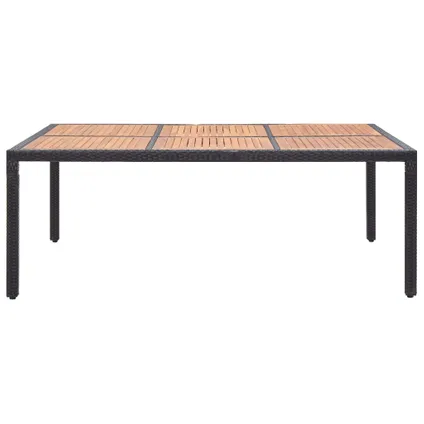 vidaXL Table de jardin Noir 200x150x74 cm Résine tressée et 3