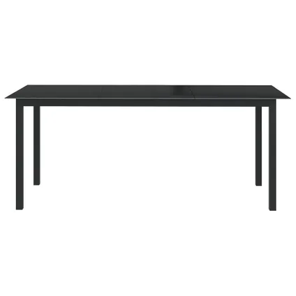 vidaXL Table de jardin Noir 190x90x74 cm Aluminium et verre 3