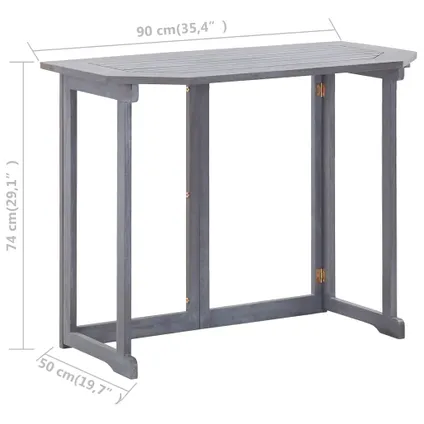 vidaXL Table pliable de balcon 90x50x74 cm Bois d'acacia massif 8