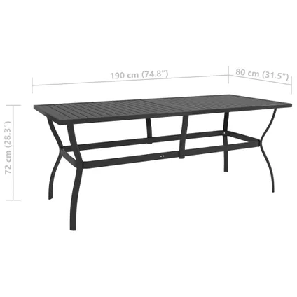 vidaXL Table de jardin Anthracite 190x80x72 cm Acier 6