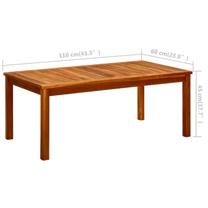 vidaXL Table basse de jardin 110x60x45 cm Bois solide d'acacia 8