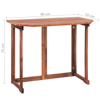 vidaXL Table de bistro 90x50x75 cm Bois d'acacia massif 8