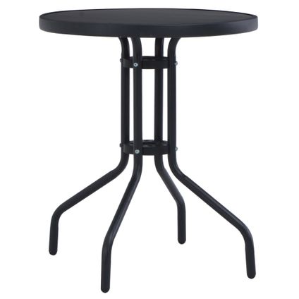 vidaXL Table de jardin Noir 80 cm Acier et verre