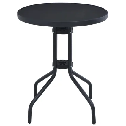 vidaXL Table de jardin Noir 80 cm Acier et verre 3