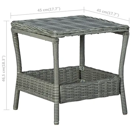 vidaXL Table de jardin Gris clair 45x45x46,5 cm Résine tressée 5