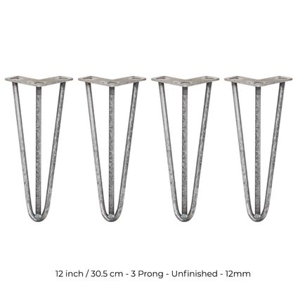SKISKI LEGS - 4 Pieds de Table en Épingle à Cheveux 30,5cm 3