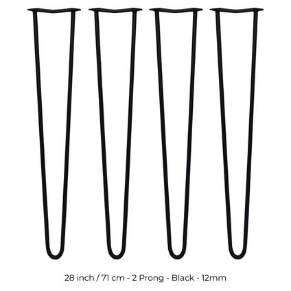 4 x 71cm pinpoten - 2 Ledig - 12mm - Zwart
