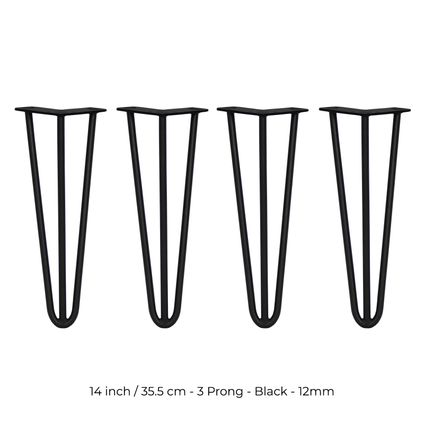 4 x 35,5cm Pinpoten - 3 Ledig - 12mm - Zwart