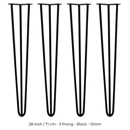 4 x 71cm pinpoten - 3 Ledig - 12mm - Zwart