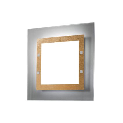 FLORENCE Plafondlamp, 4X E27, metaal/glas, blad gouden, 50x50cm