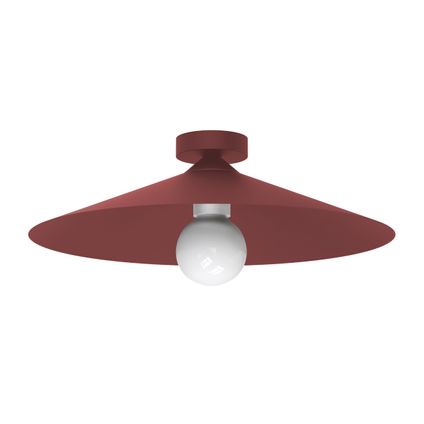 CHAPEAU Plafondlamp, 1XE27, metaal, rood cowhide, D40cm