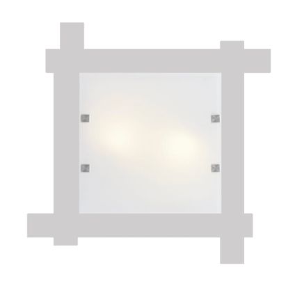 LEONE Plafondlamp, 2X E27, metaal/glas, wit mat, 40x40cm