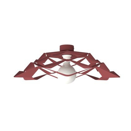 MIGRA Plafondlamp, 1X E27, metaal, rood cowhide, D.60cm