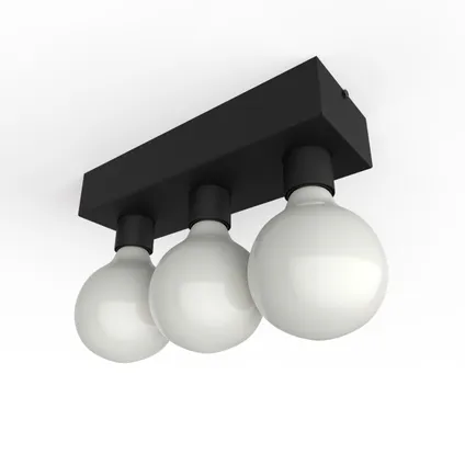 BOSTON L Plafondlamp, 3XE27, metaal, zwart mat, 10X30cm 2