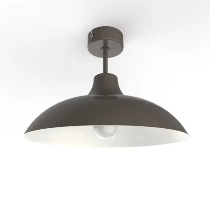 PARIGINA Plafondlamp, 1X E27, metaal, taupe grijs/wit, D.30cm