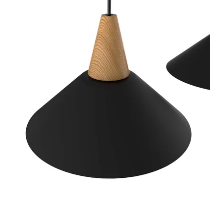 FUNNEL TRACK Hanglamp, 3X E27, metaal, zwart/wit, D.25cm L.100cm 4