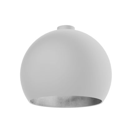 JOE Plafondlamp, 1X E27, metaal, wit mat/blad zilver, D.40cm