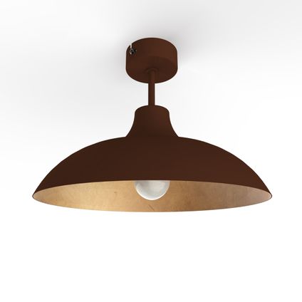 PARIGINA Plafondlamp, 1X E27, metaal, bruin corten/blad gouden, D.30cm