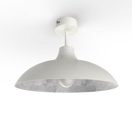 PARIGINA Plafondlamp, 1X E27, metaal, wit mat/blad zilver, D.30cm