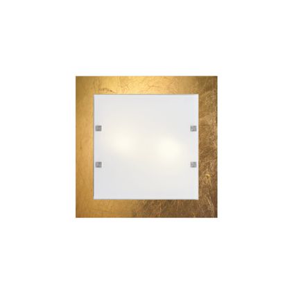 LEAF Plafondlamp, 2X E27, metaal/glas, blad gouden, 40x40cm