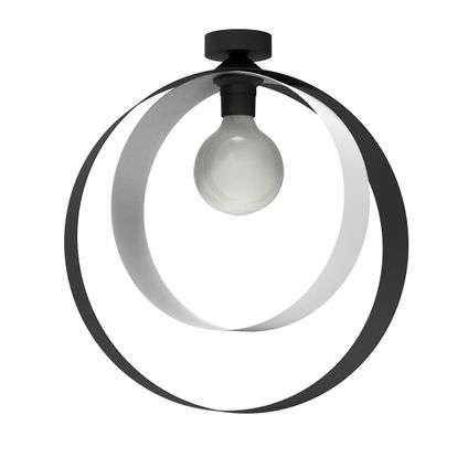 NUCLEO Plafondlamp, 1X E27, metaal, zwart/wit, D.40cm