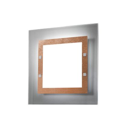 FLORENCE Plafondlamp, 4X E27, metaal/glas, blad koper, 50x50cm