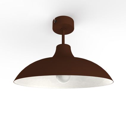 PARIGINA Plafondlamp, 1X E27, metaal, bruin corten/wit, D.30cm