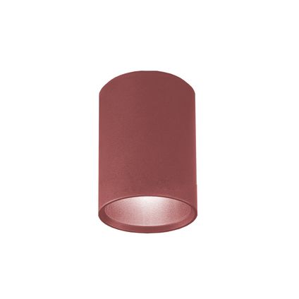 ROND Plafondlamp, 1x GU10, metaal, rood cowhide, D.6cm x H10cm