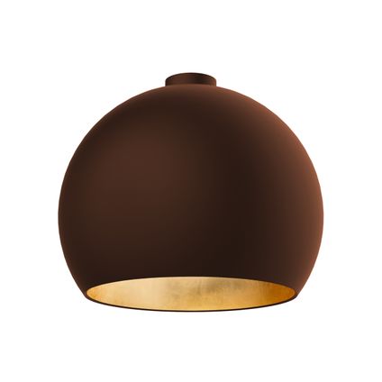 JOE Plafondlamp, 1X E27, metaal, bruin corten/blad gouden, D.50cm