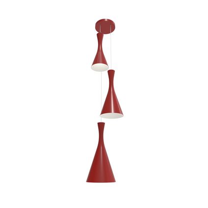 JAQUELINE COMPO Suspension, 3x E27, métal, rouge brillant/blanc, D.40cm
