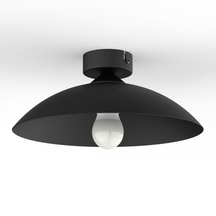 FLASH Plafondlamp, 1X E27, metaal, zwart mat, D.30cm