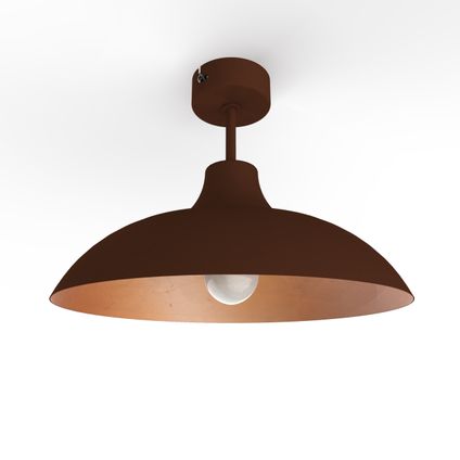PARIGINA Plafondlamp, 1X E27, metaal, bruin corten/blad koper, D.40cm