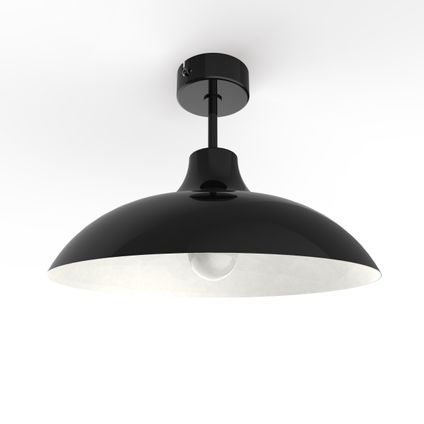 PARIGINA Plafondlamp, 1X E27, metaal, zwart briljant/wit, D.40cm