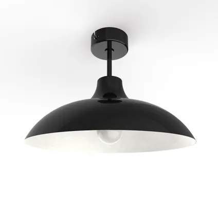 PARIGINA Plafondlamp, 1X E27, metaal, zwart briljant/wit, D.40cm 2