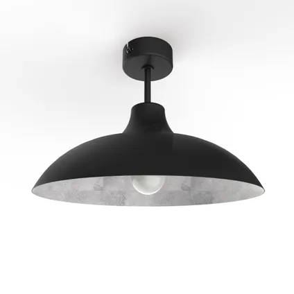 PARIGINA Plafondlamp, 1X E27, metaal, zwart mat/blad zilver, D.30cm 2