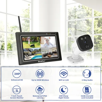 SecuFirst CWL401W Met 7 inch monitor en 1x Draadloze Beveiligingscamera - Wit 10