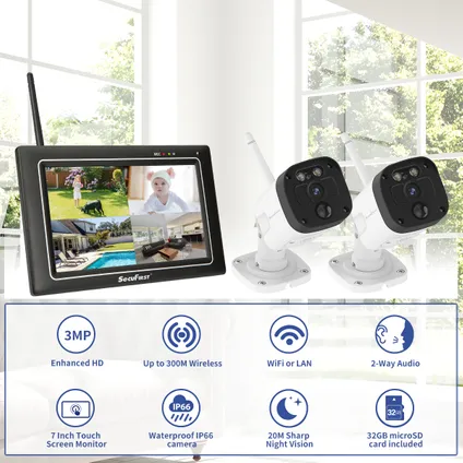 SecuFirst CWL401W/2 Met 7 inch monitor en 2x Draadloze Beveiligingscamera - Wit 10