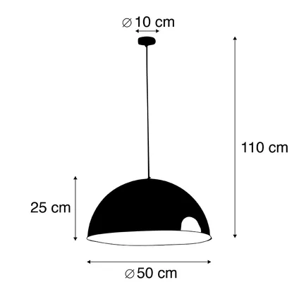QAZQA Smart industriële hanglamp zwart met goud 50 cm incl. Wifi G125 - Magna Eco 4