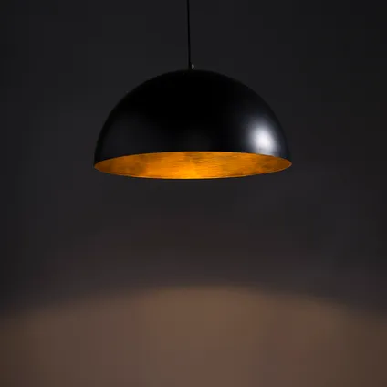 QAZQA Smart industriële hanglamp zwart met goud 50 cm incl. Wifi G125 - Magna Eco 9