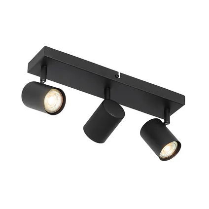 QAZQA Plafonnier moderne noir 3 lumières orientable rectangulaire - Jeana