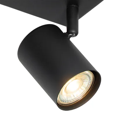 QAZQA Plafonnier moderne noir 3 lumières orientable rectangulaire - Jeana 3