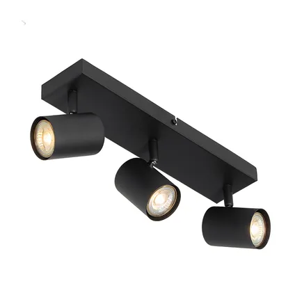 QAZQA Plafonnier moderne noir 3 lumières orientable rectangulaire - Jeana 8