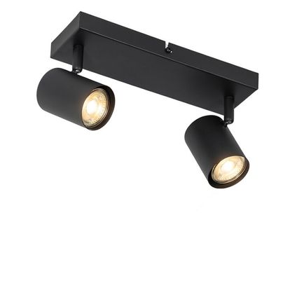 QAZQA Moderne plafondlamp zwart 2-lichts verstelbaar rechthoekig - Jeana