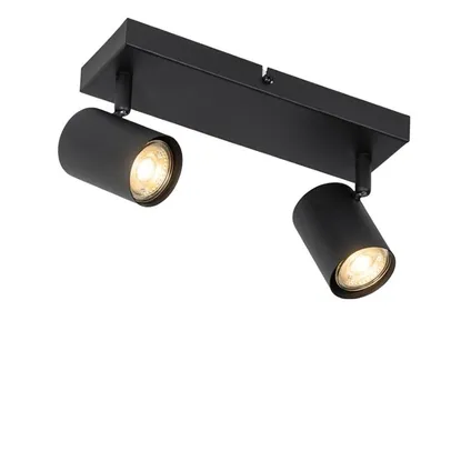 QAZQA Plafonnier moderne noir 2 lumières orientable rectangulaire - Jeana 2